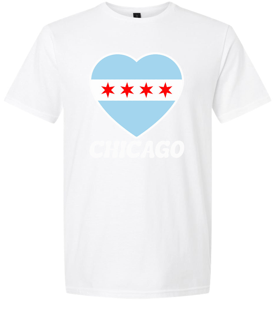 Chicago Heart Flag Adult Gildan Soft Shirt