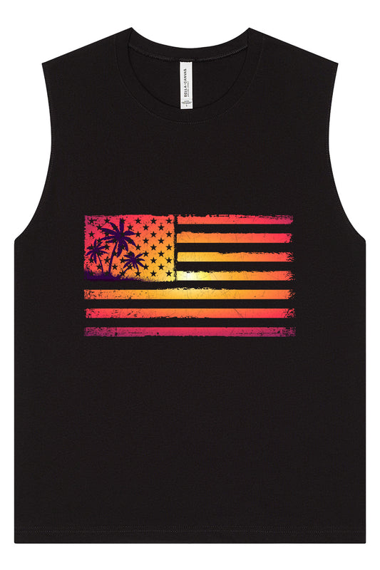 Beach American Flag Muscle Tank