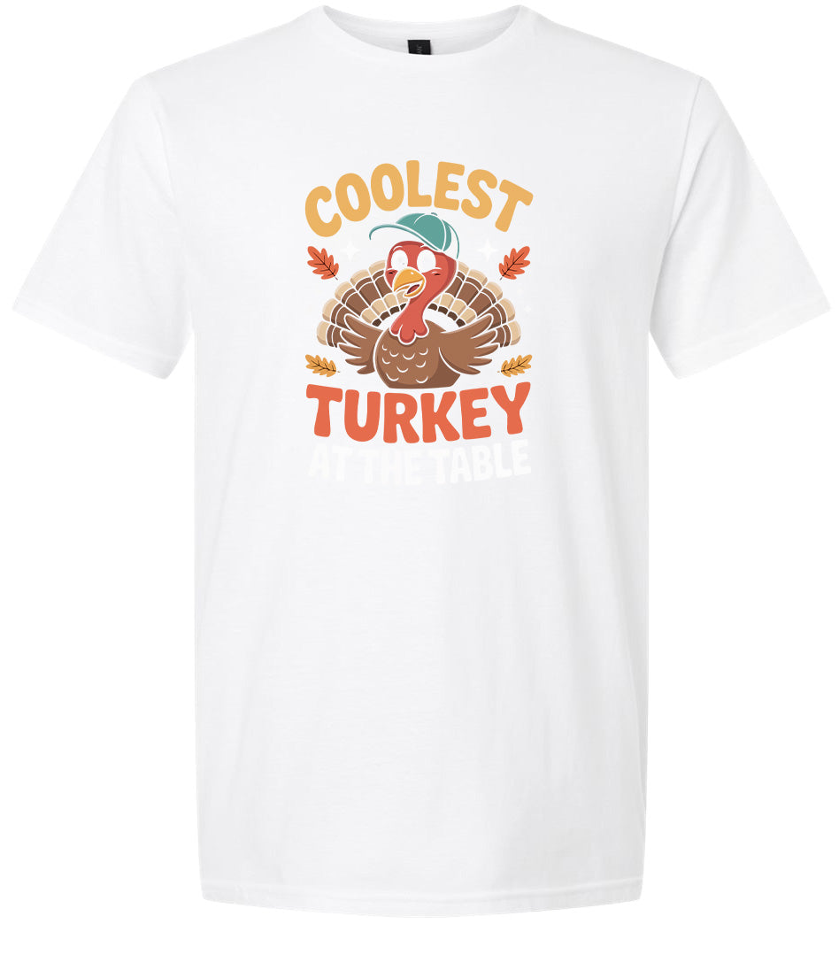 Coolest Turkey at the Table Adult Gildan Soft Shirt