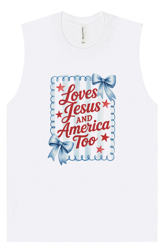 Loves Jesus and America Too Muscle Tank