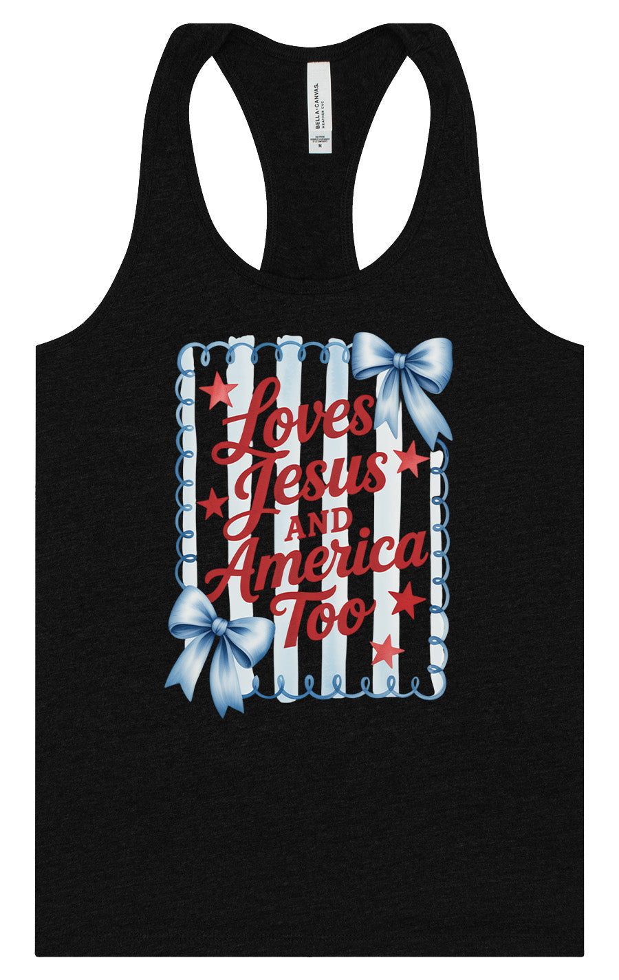 Loves Jesus and America Too Women's Racerback Tank