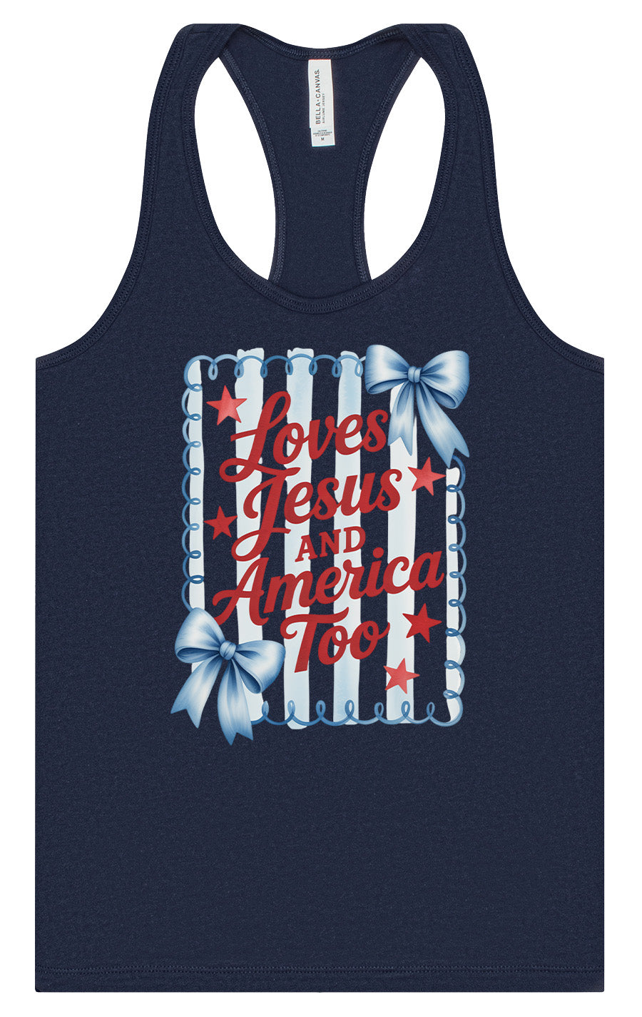 Loves Jesus and America Too Women's Racerback Tank