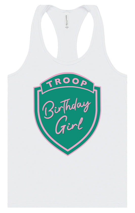 Troop Birthday Girl Women's Racerback Tank