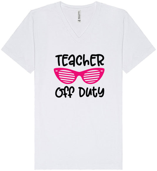Teacher Off Duty Unisex V-Neck Shirt