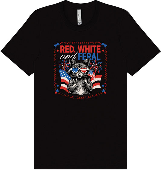Red, White, Feral Adult Bella Canvas Shirt