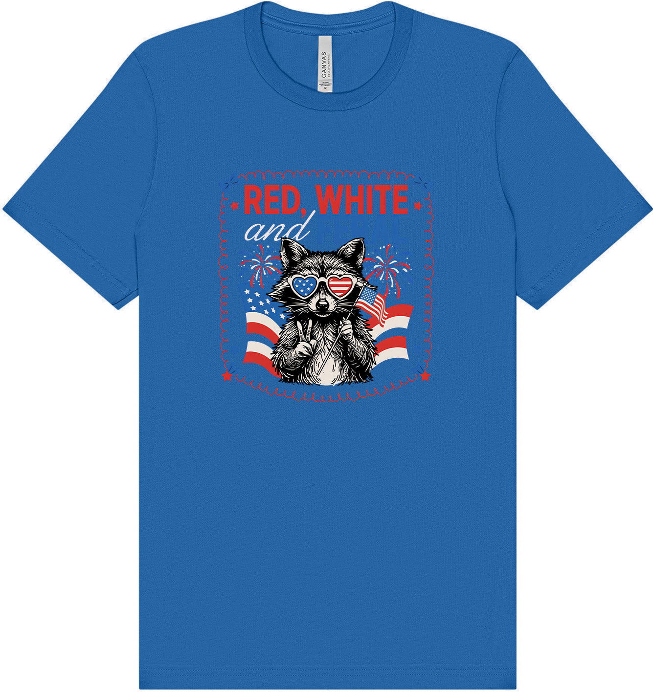 Red, White, Feral Adult Bella Canvas Shirt