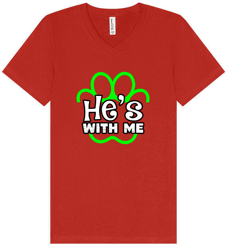 Neon Paws He's With Me Unisex V-Neck Shirt