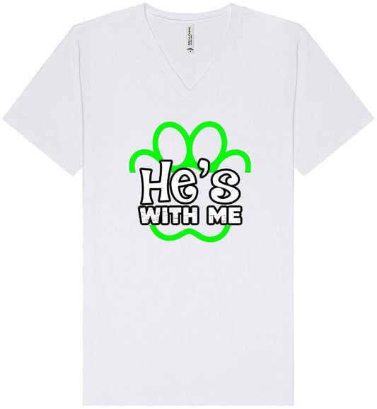 Neon Paws He's With Me Unisex V-Neck Shirt