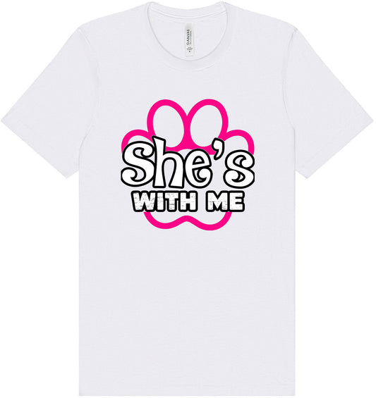 Neon Paws She's With Me Adult Bella Canvas Shirt