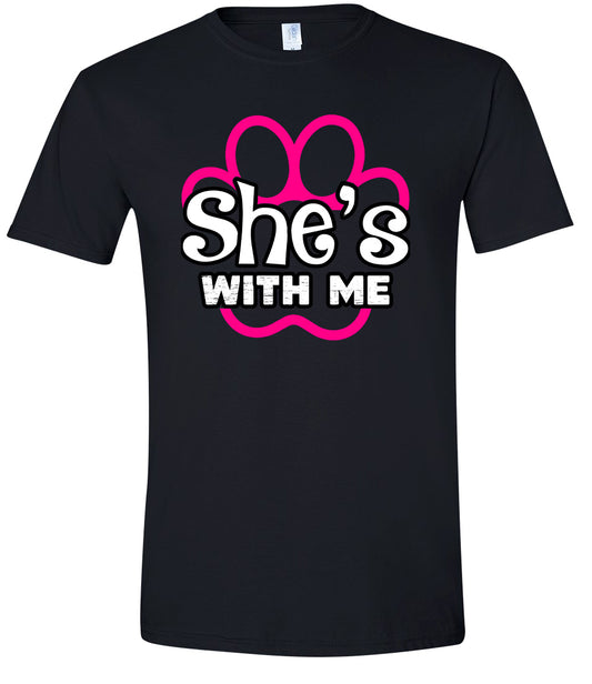 Neon Paws She's With Me Adult Gildan Soft Shirt