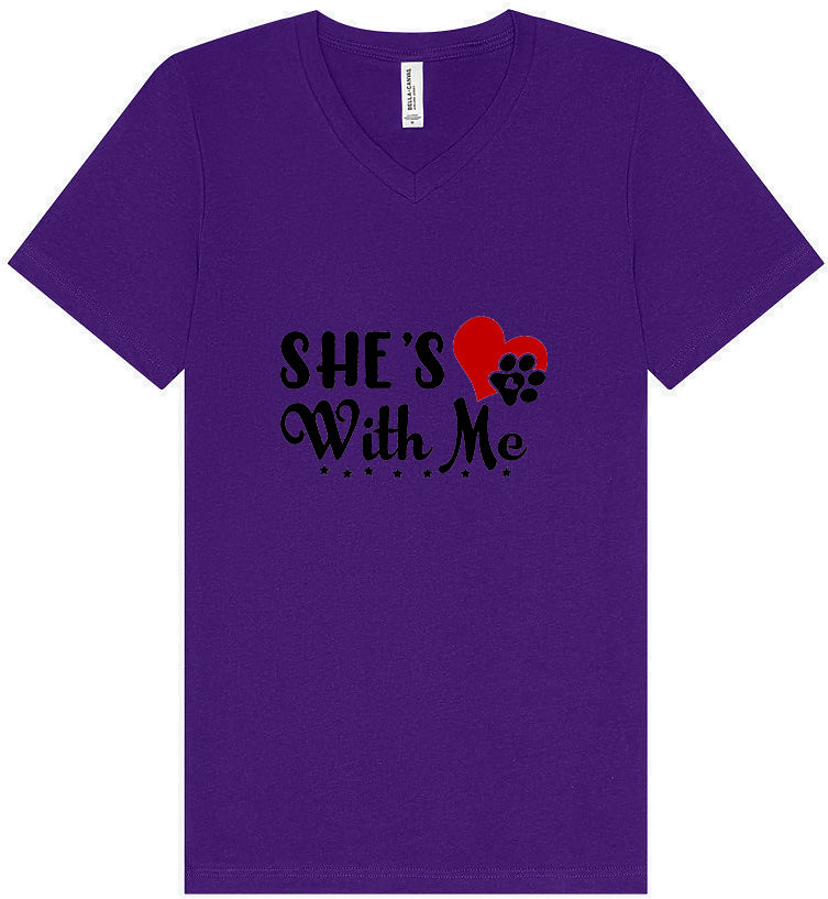 Cutesy She's With Me Unisex V-Neck Shirt