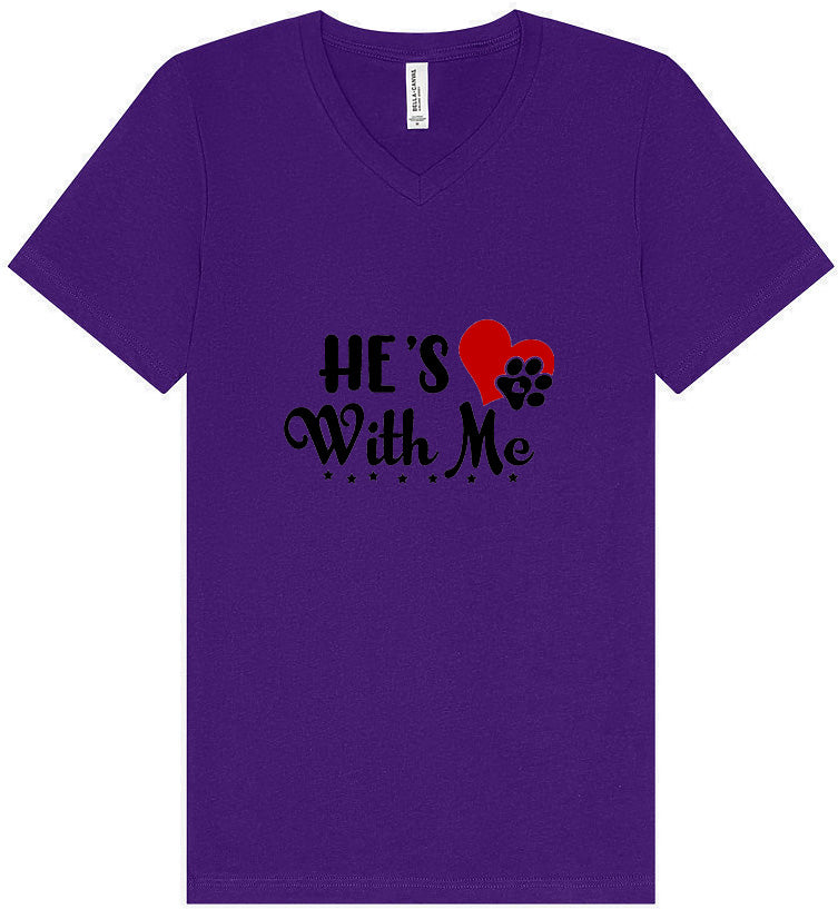 Cutesy He's With Me Unisex V-Neck Shirt