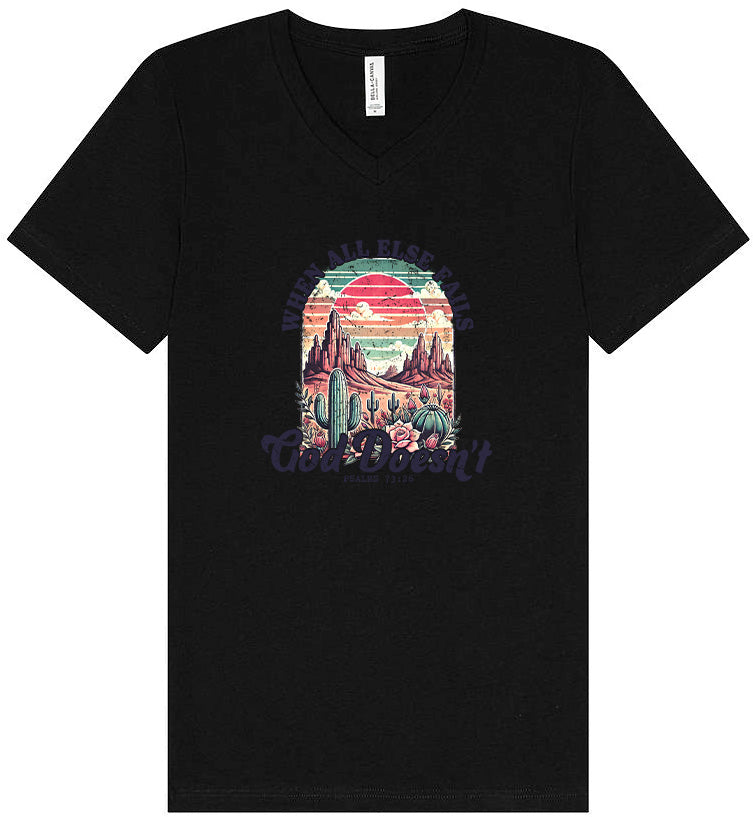God Doesn't Fail Unisex V-Neck Shirt