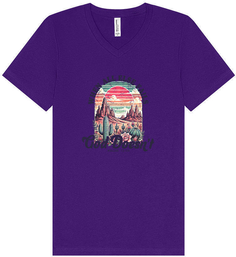God Doesn't Fail Unisex V-Neck Shirt