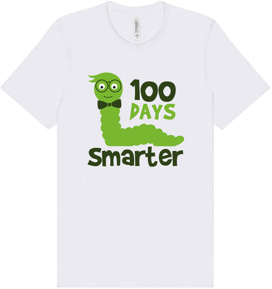100 Days Smarter Green Worm Adult Bella Canvas Shirt