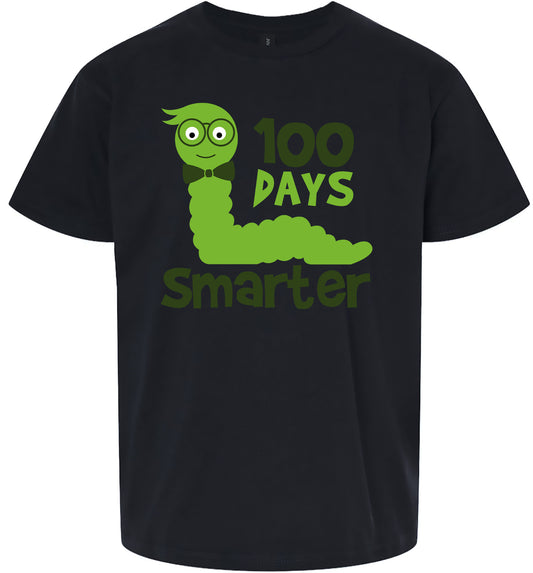 100 Days Smarter Green Worm Children's Gildan Soft Shirt