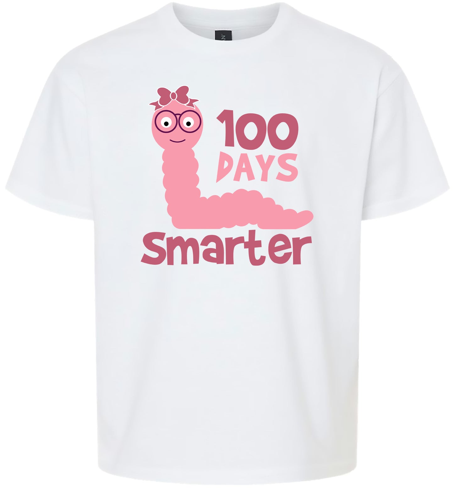 100 Days Smarter Pink Worm Children's Gildan Soft Shirt