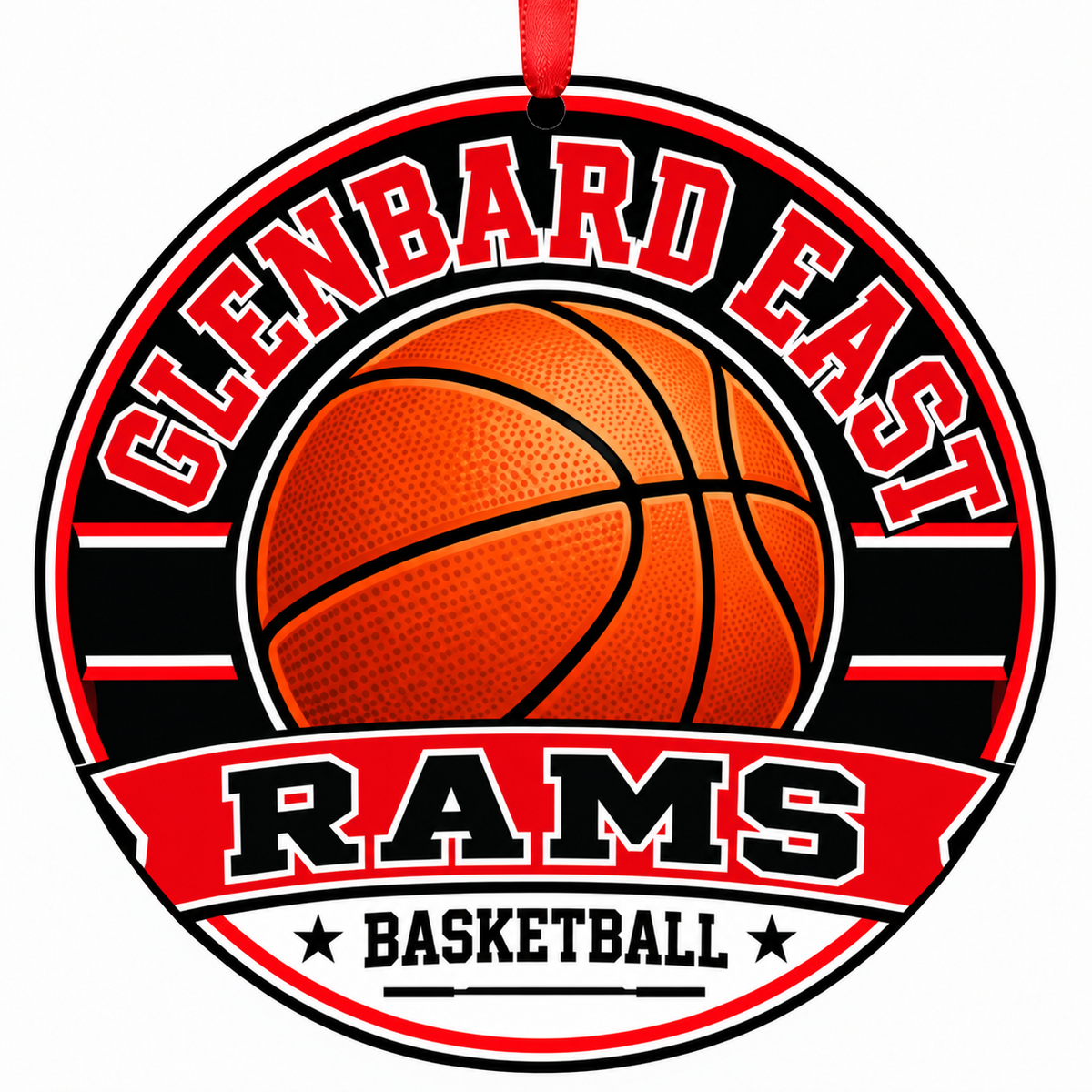 Glenbard East High School Rams basketball Christmas ornament