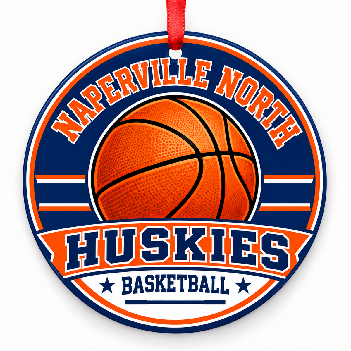 Naperville North High School Huskies basketball Christmas ornament