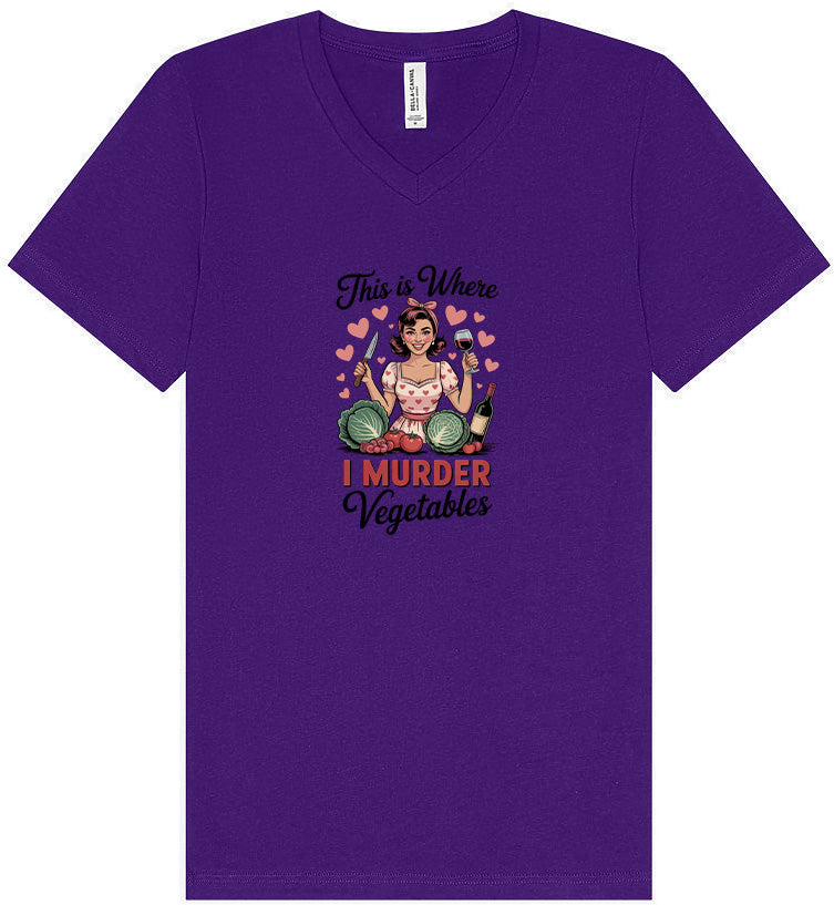 I Murder Vegetables Unisex V-Neck Shirt