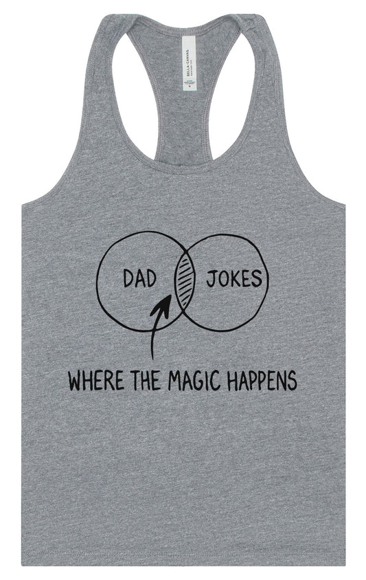 Dad Jokes Venn Diagram Women's Racerback Tank