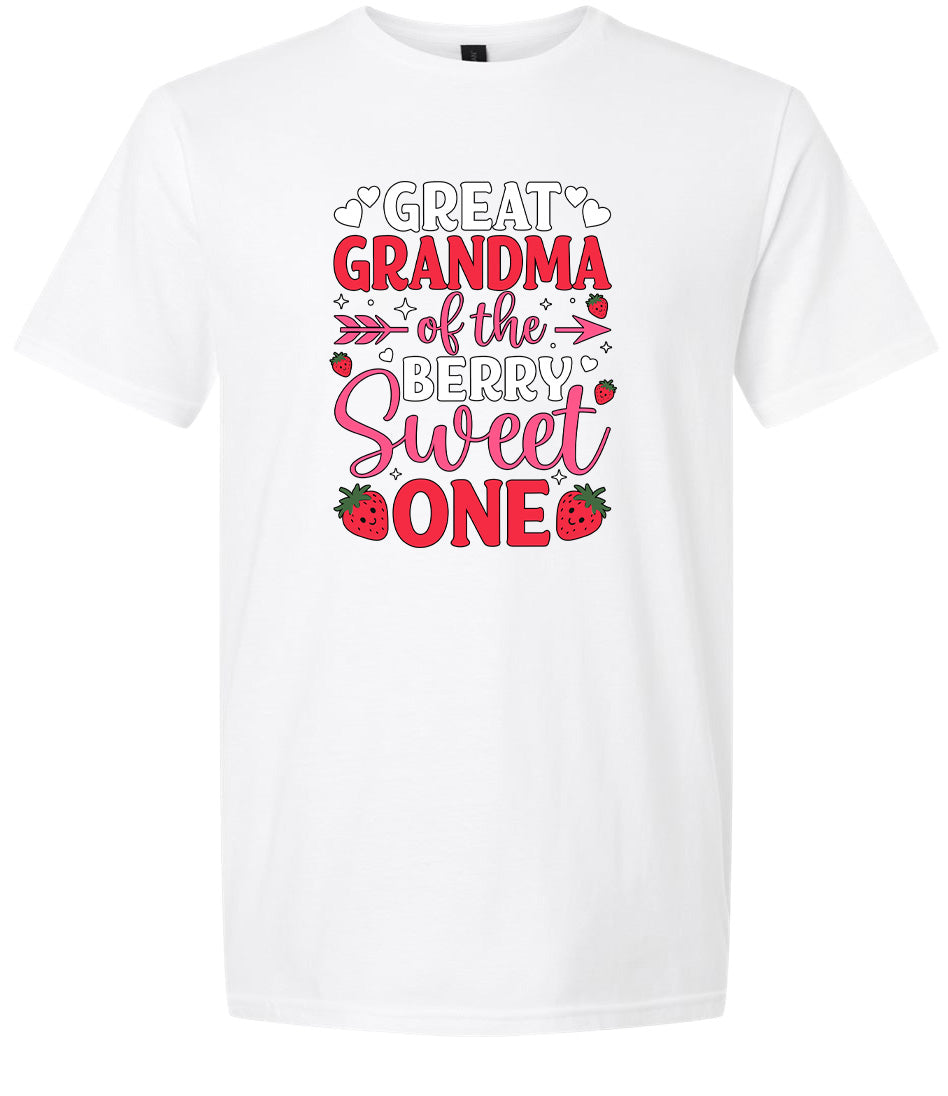 Great Grandma of the Berry Sweet One Adult Gildan Soft Shirt