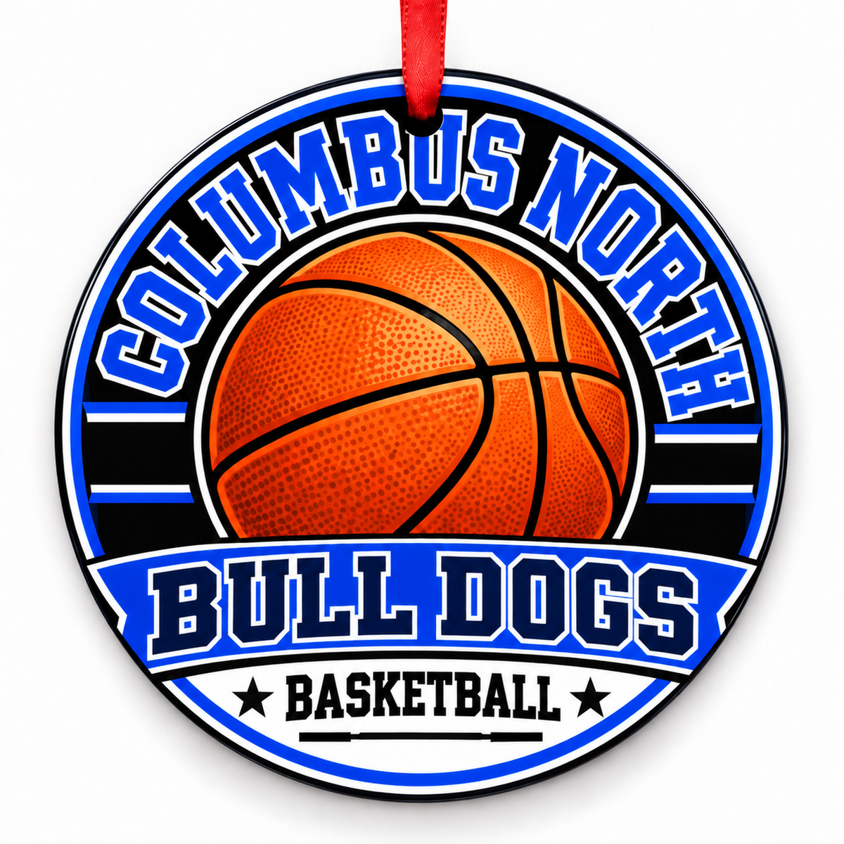 Columbus North High School Bull Dogs basketball Christmas ornament