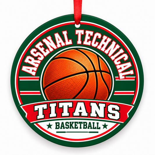 Arsenal Technical High School Titans basketball Christmas ornament