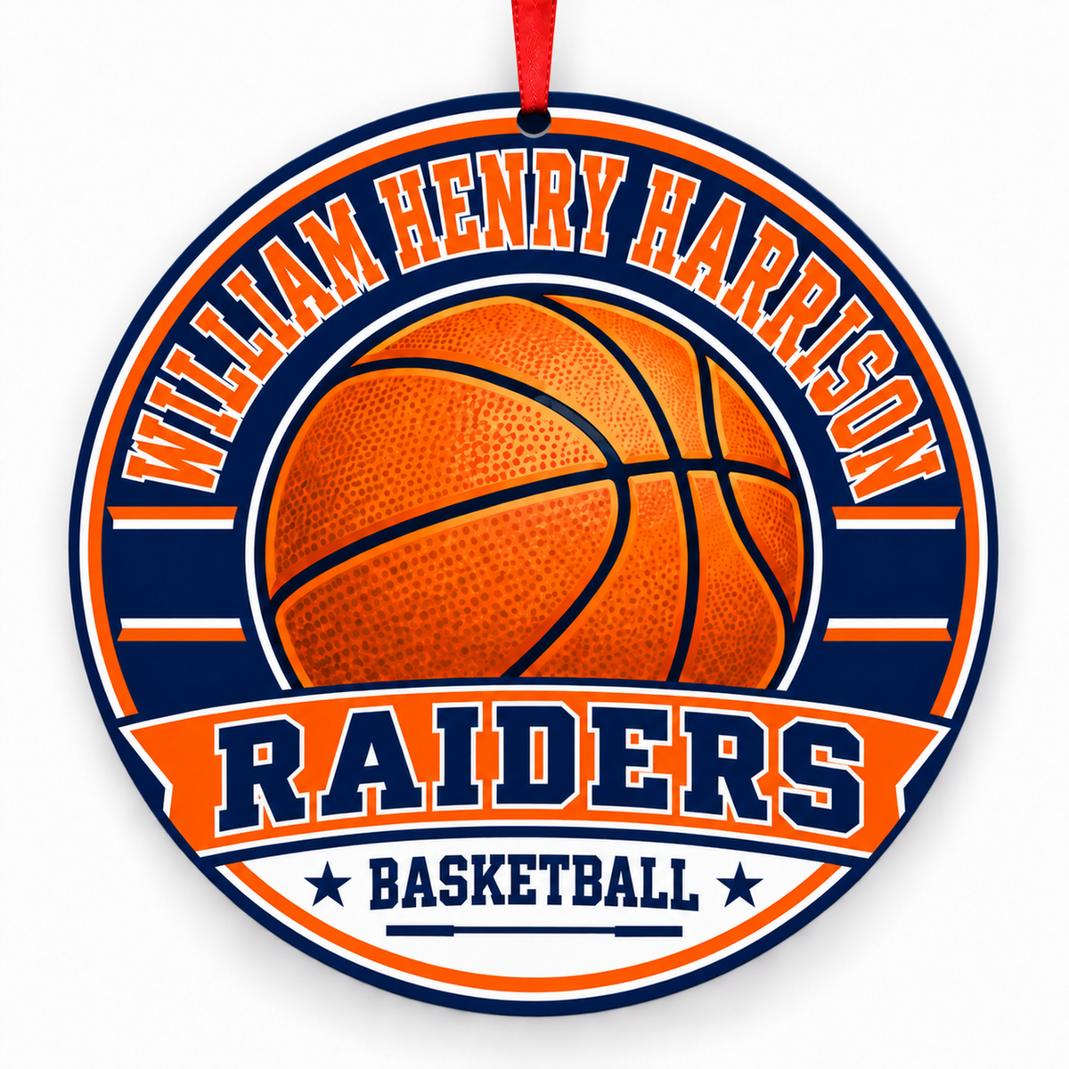 William Henry Harrison High School Raiders basketball Christmas ornament