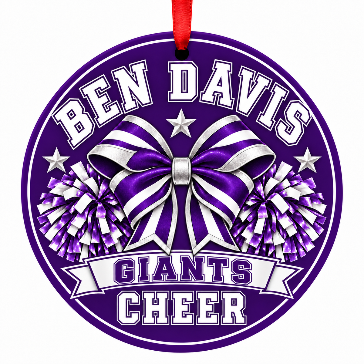 Ben Davis High School Giants cheer ornament - Bow and Pom-Poms
