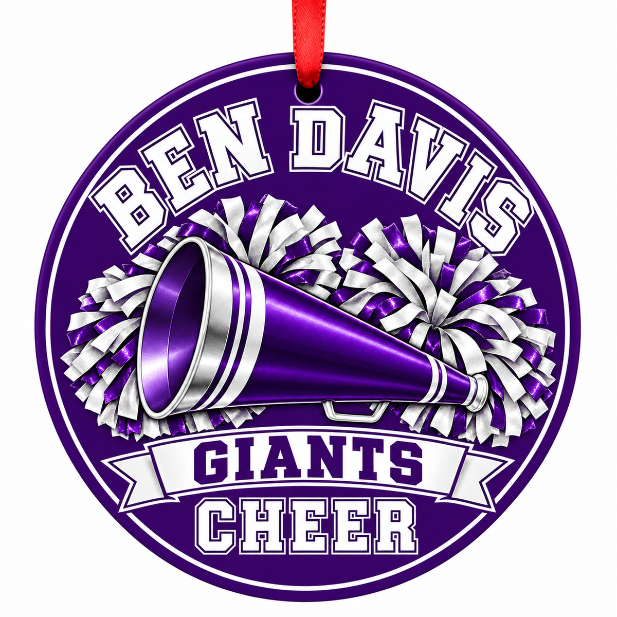 Ben Davis High School Giants cheer ornament - Megaphone and Pom-Poms