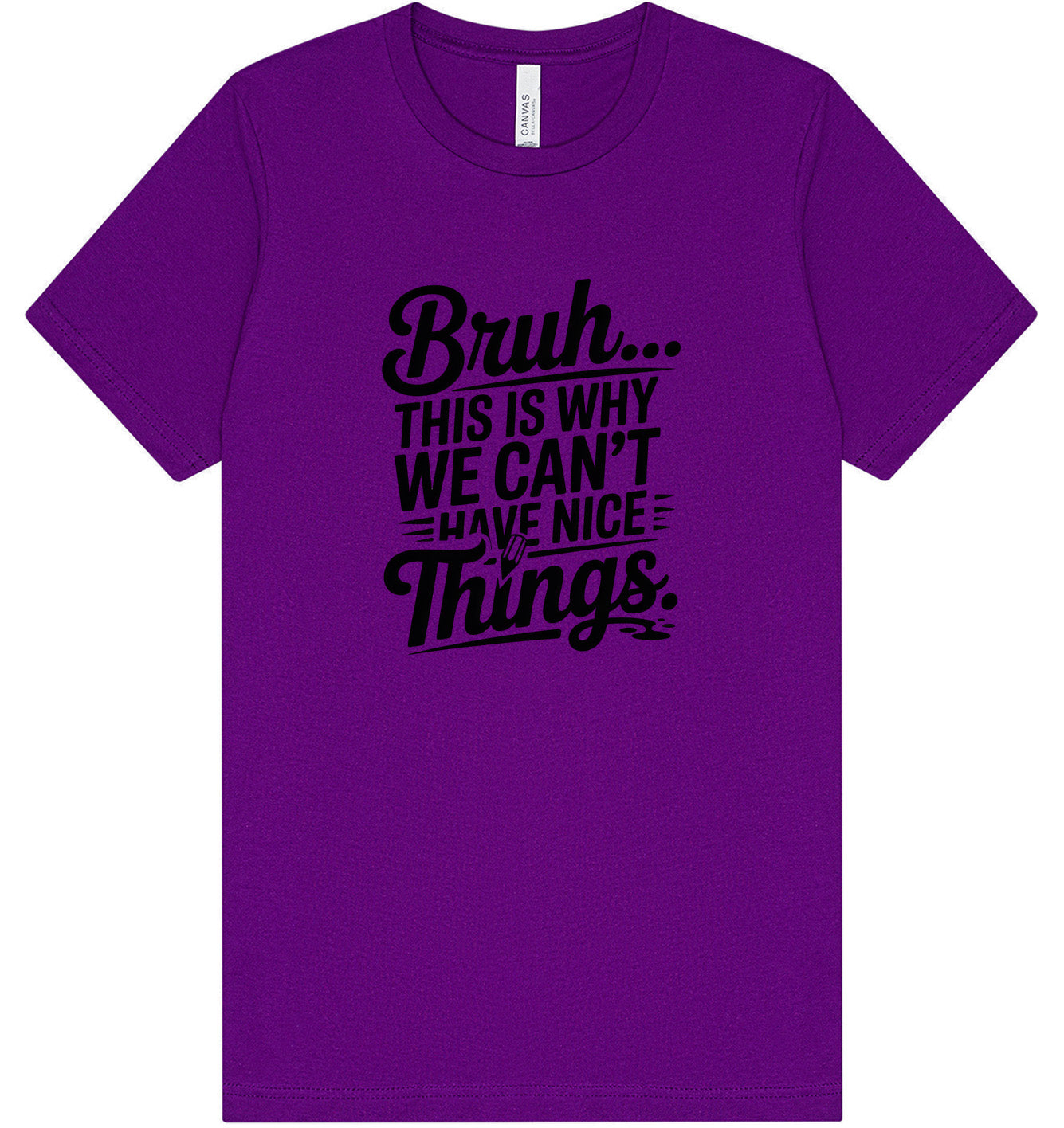 Bruh We Can't Have Nice Things Adult Bella Canvas Shirt