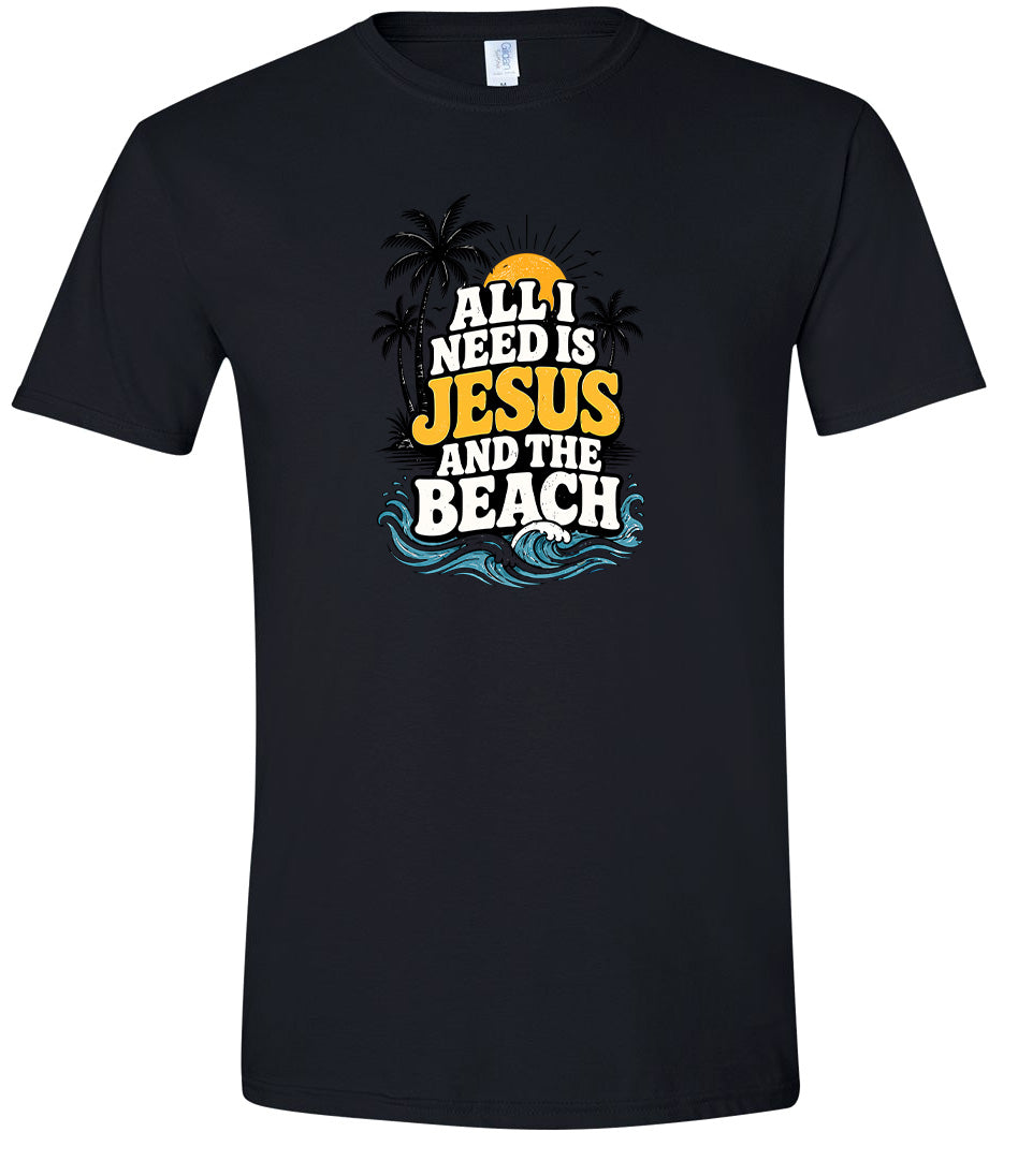 I Need Jesus and the Beach Adult Gildan Soft Shirt