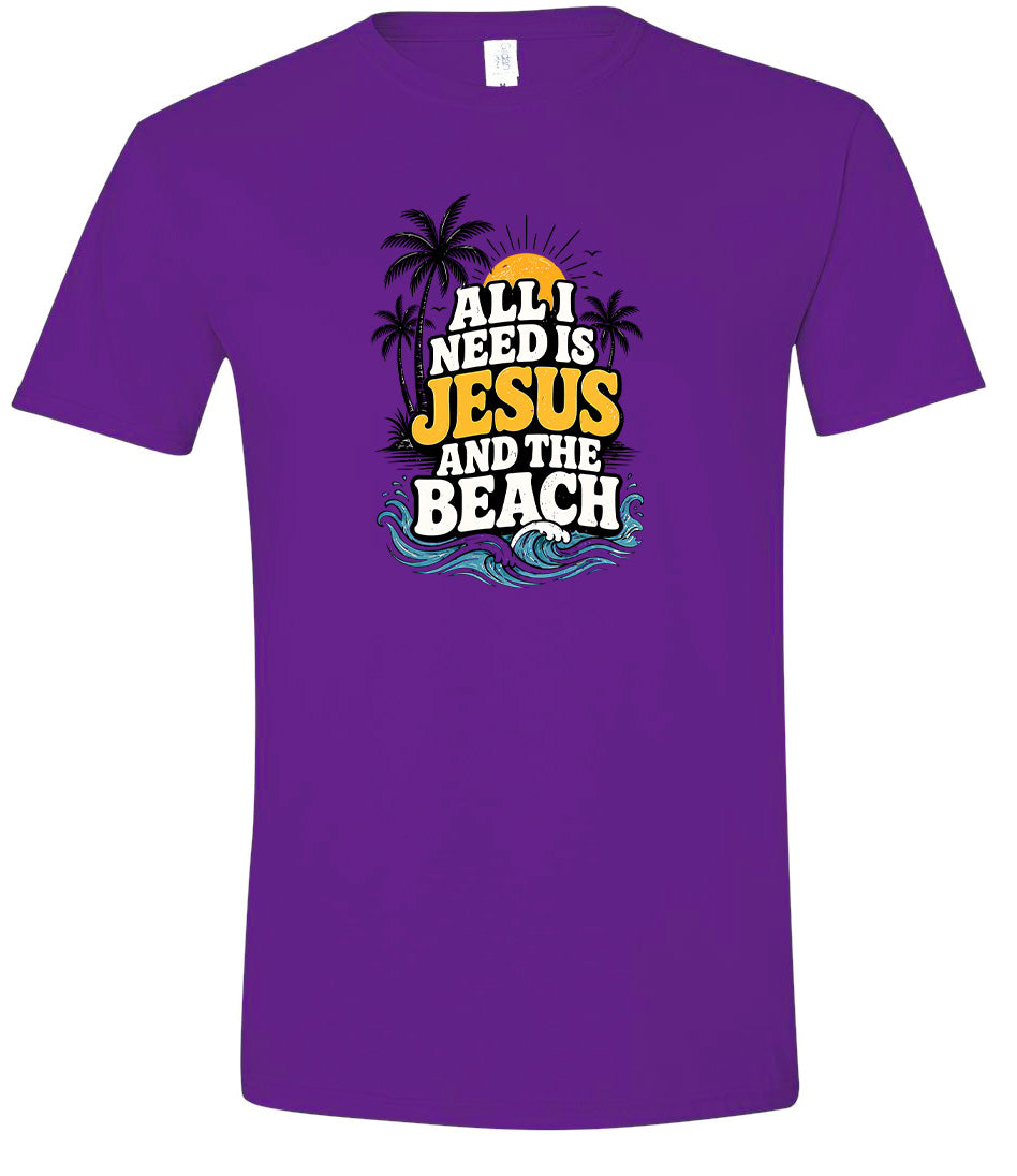 I Need Jesus and the Beach Adult Gildan Soft Shirt