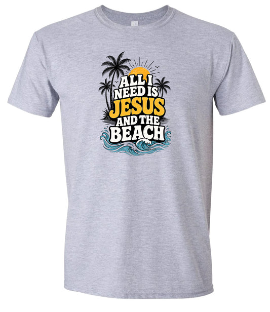 I Need Jesus and the Beach Adult Gildan Soft Shirt