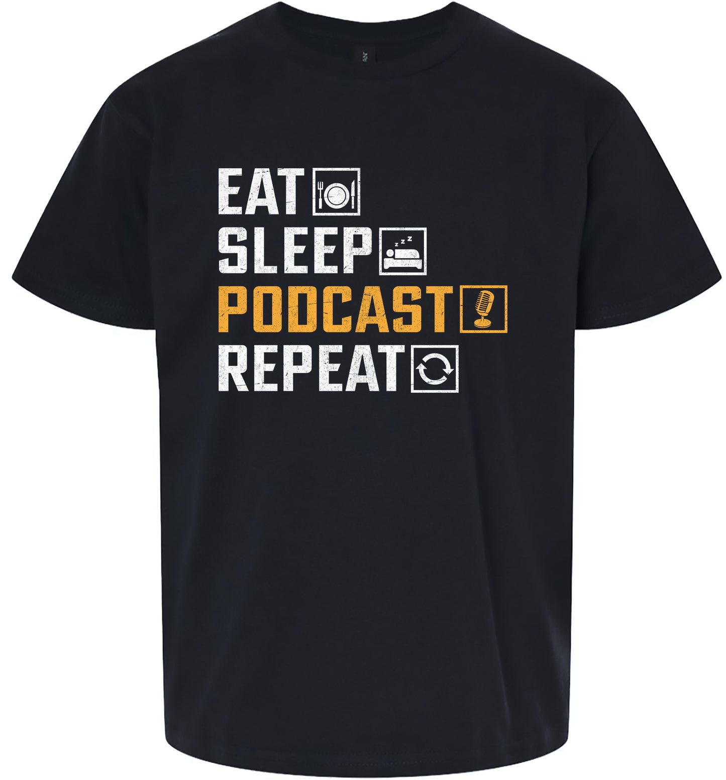 Eat. Sleep. Podcast. Repeat. Children's Gildan Soft Shirt