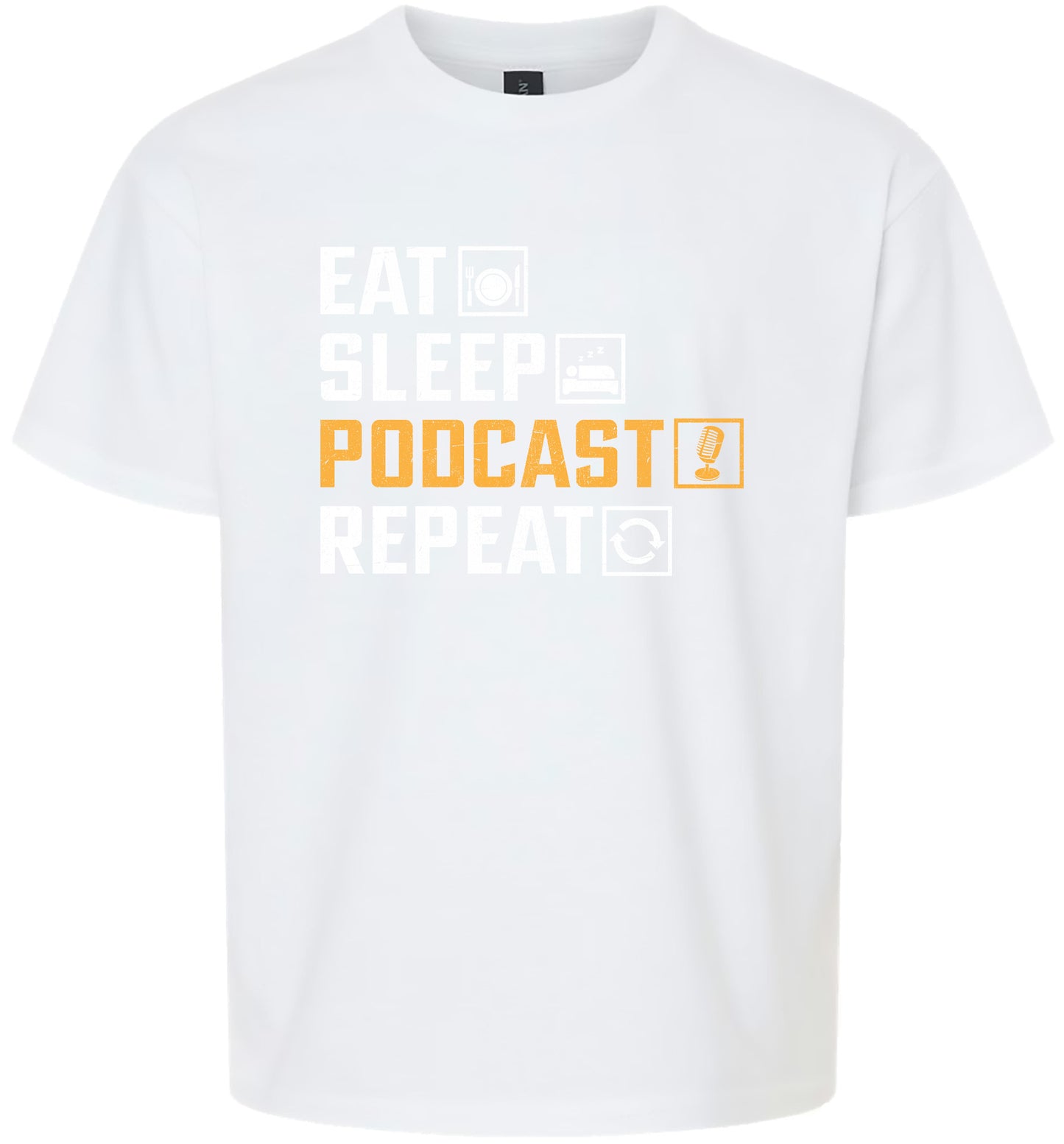 Eat. Sleep. Podcast. Repeat. Children's Gildan Soft Shirt