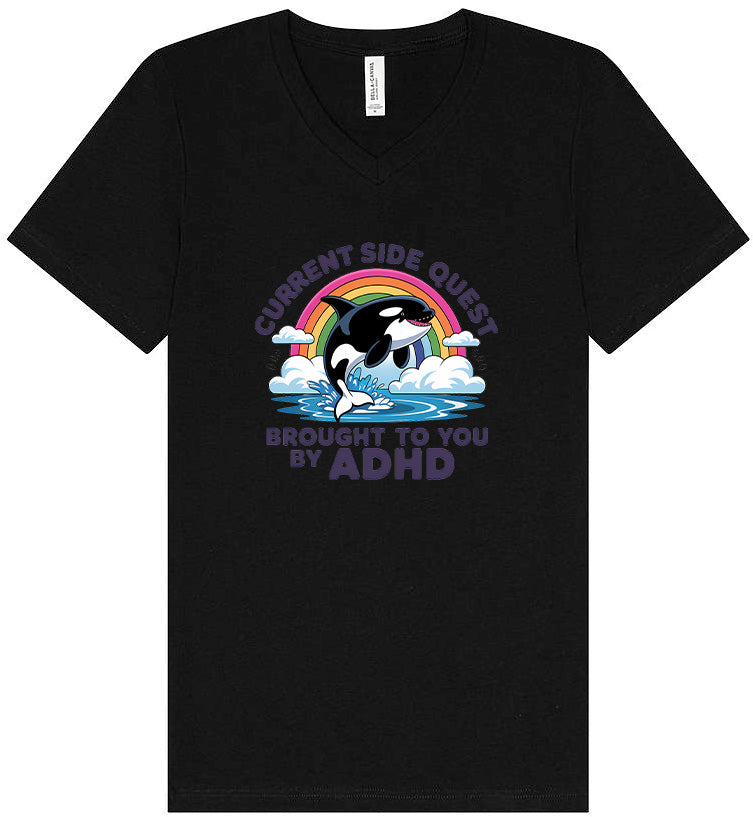 Side Quest Brought By ADHD Unisex V-Neck Shirt