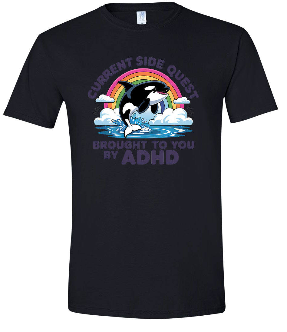 Side Quest Brought By ADHD Adult Gildan Soft Shirt