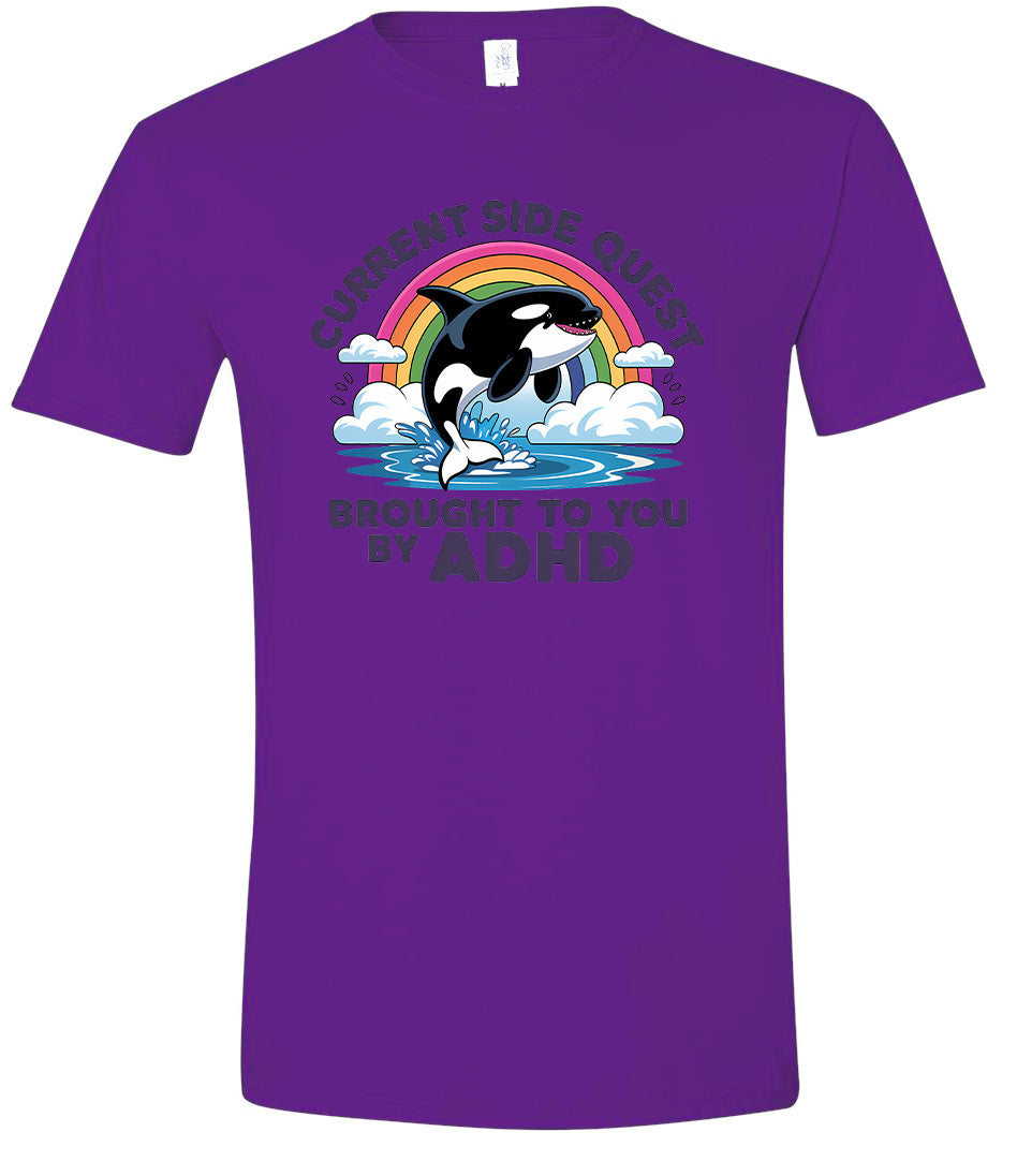 Side Quest Brought By ADHD Adult Gildan Soft Shirt