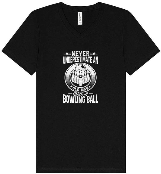 An Old Man with a Bowling Ball Unisex V-Neck Shirt
