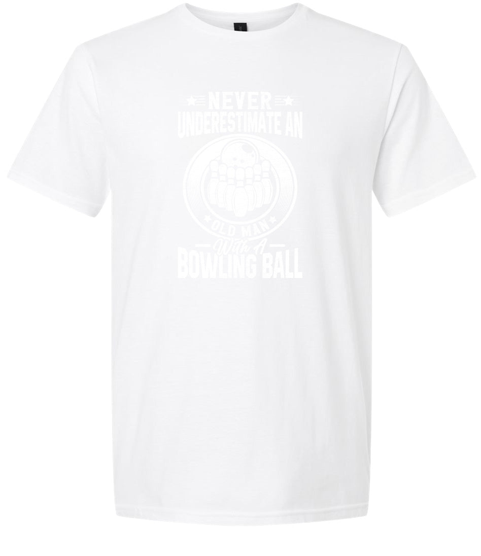 An Old Man with a Bowling Ball Adult Gildan Soft Shirt