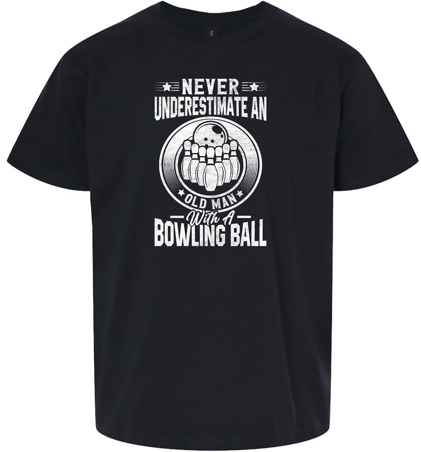 An Old Man with a Bowling Ball Children's Gildan Soft Shirt