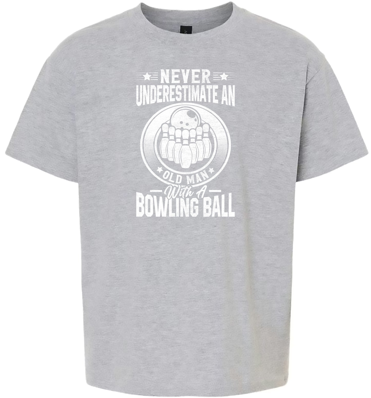 An Old Man with a Bowling Ball Children's Gildan Soft Shirt