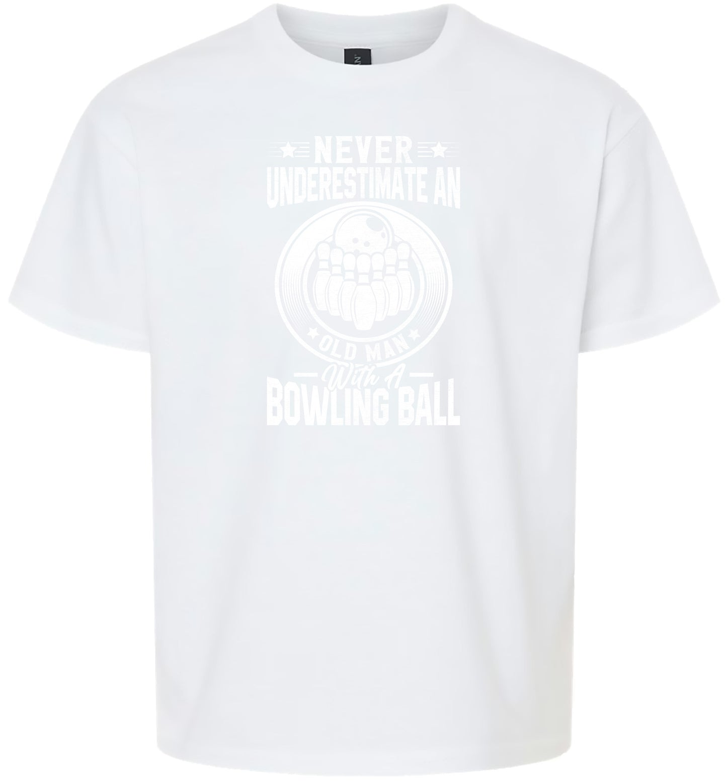 An Old Man with a Bowling Ball Children's Gildan Soft Shirt