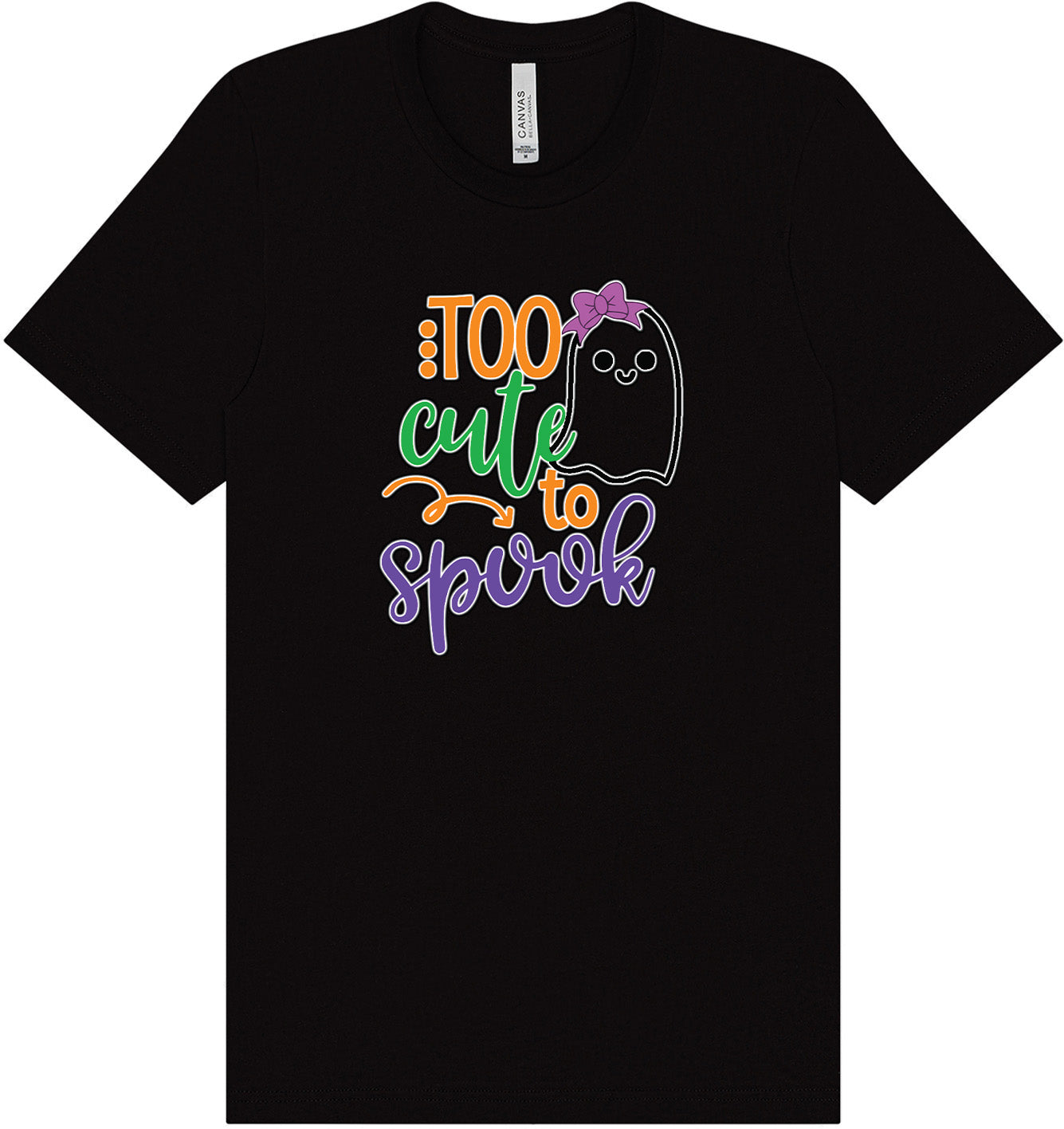 Too Cute to Spook - Girly Ghost Adult Bella Canvas Shirt