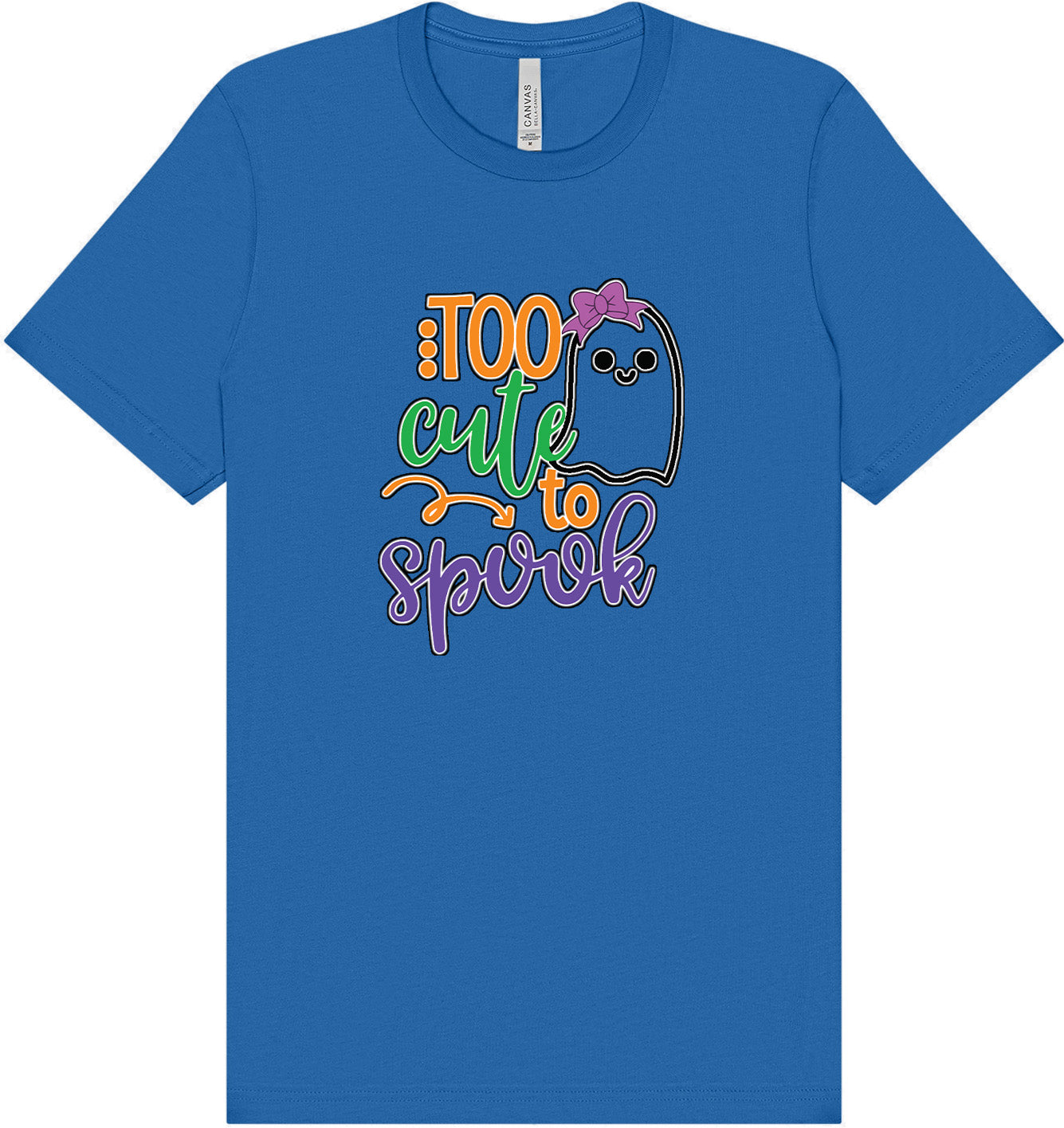Too Cute to Spook - Girly Ghost Adult Bella Canvas Shirt