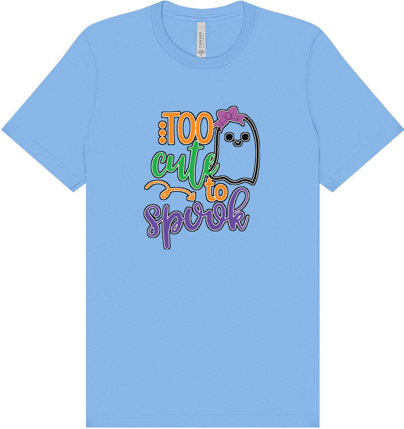 Too Cute to Spook - Girly Ghost Adult Bella Canvas Shirt