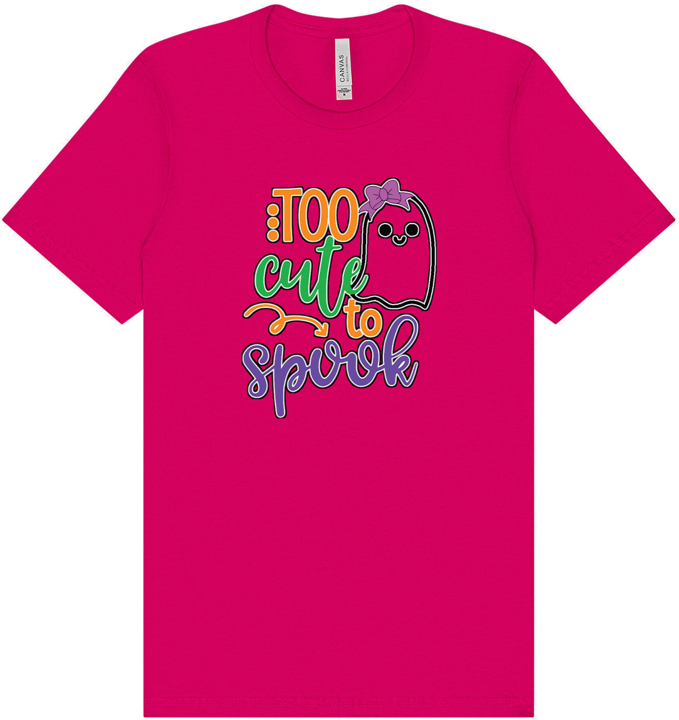 Too Cute to Spook - Girly Ghost Adult Bella Canvas Shirt