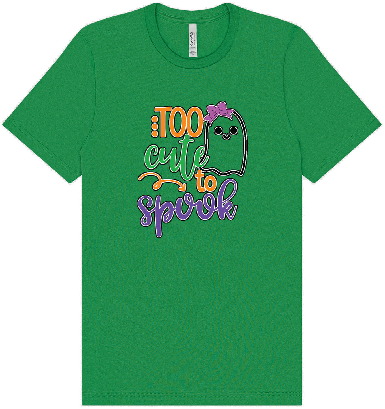 Too Cute to Spook - Girly Ghost Adult Bella Canvas Shirt